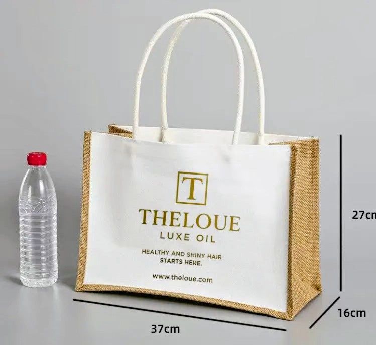 Theloue Luxe Oil Jute & Canvas Tote — Rope Handles
