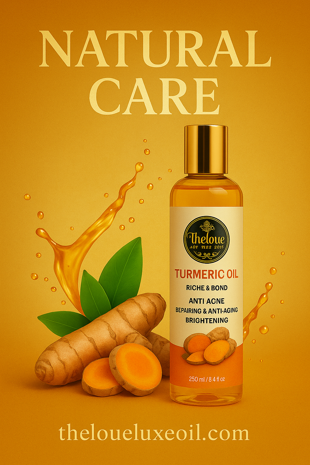 Organic Turmeric Repair Oil – Face & Body Glow Oil with Centella Asiatica, Olive Oil & Vitamin E | A