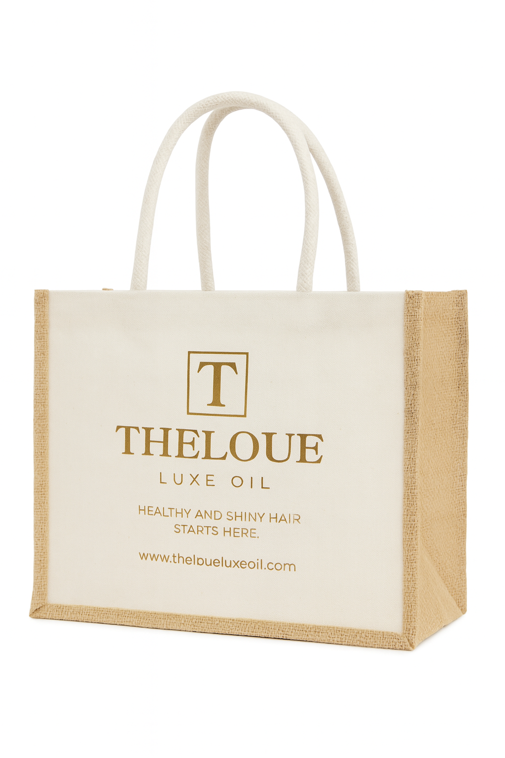 Theloue Luxe Oil Jute & Canvas Tote — Rope Handles