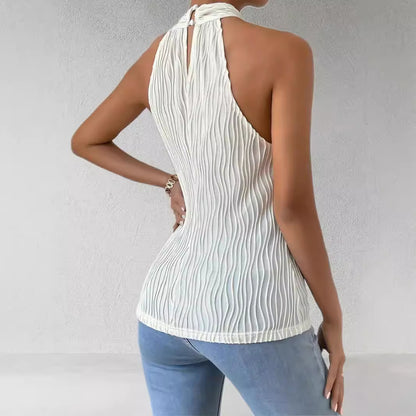 Fashionable Personalized Halter Knitted Short Top For Women