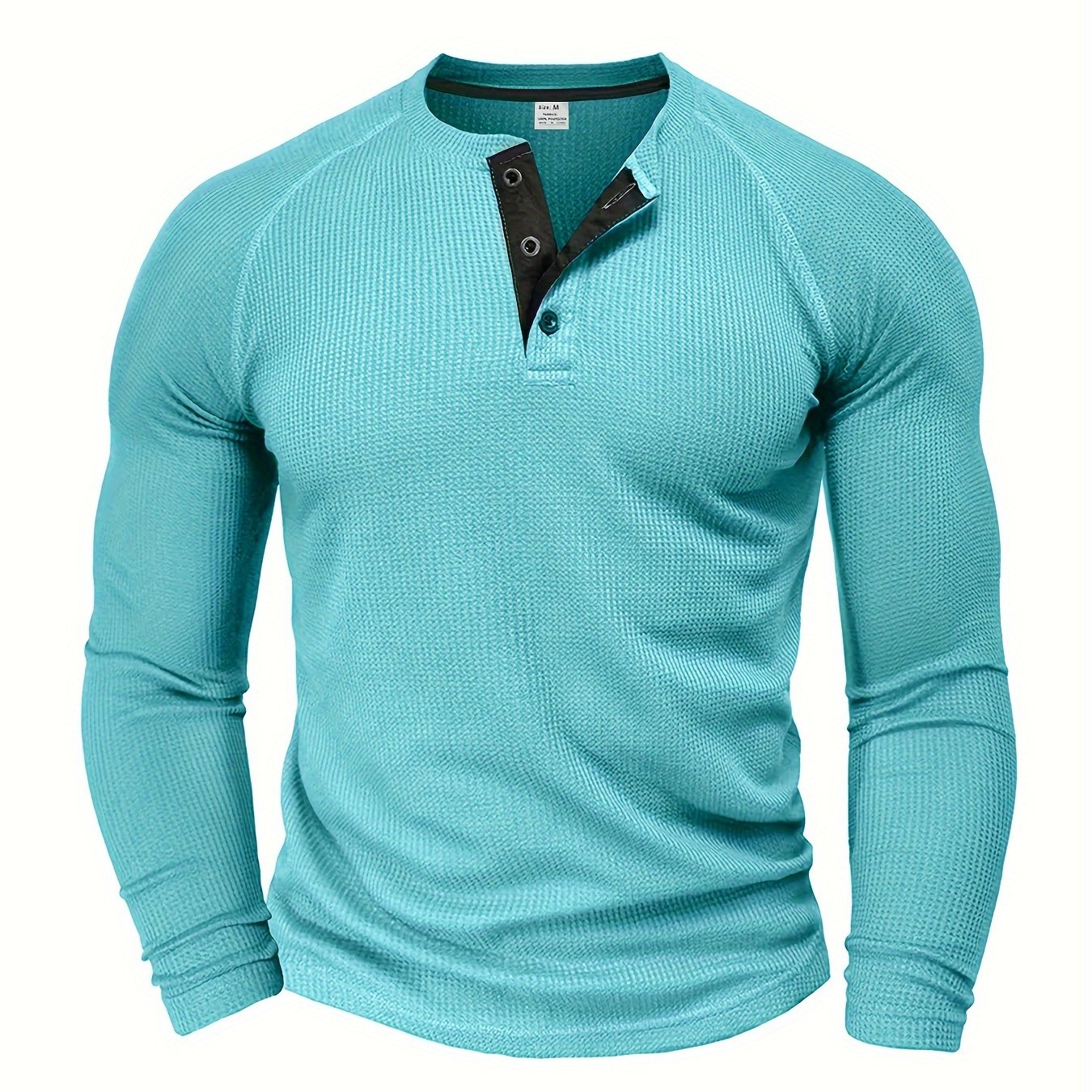 Men's Loose Solid Henley Shirt, Crew Neck Half Button Long Sleeve Shirt For Spring Fall Outdoor Activities