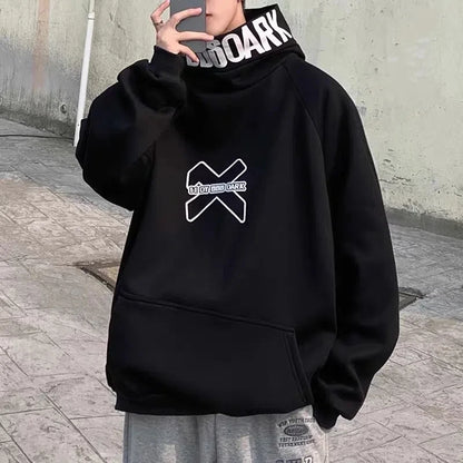 Hip Hop Hoodie Men Women Letter Print Turtleneck Sweatshirt Fashion Streetwear