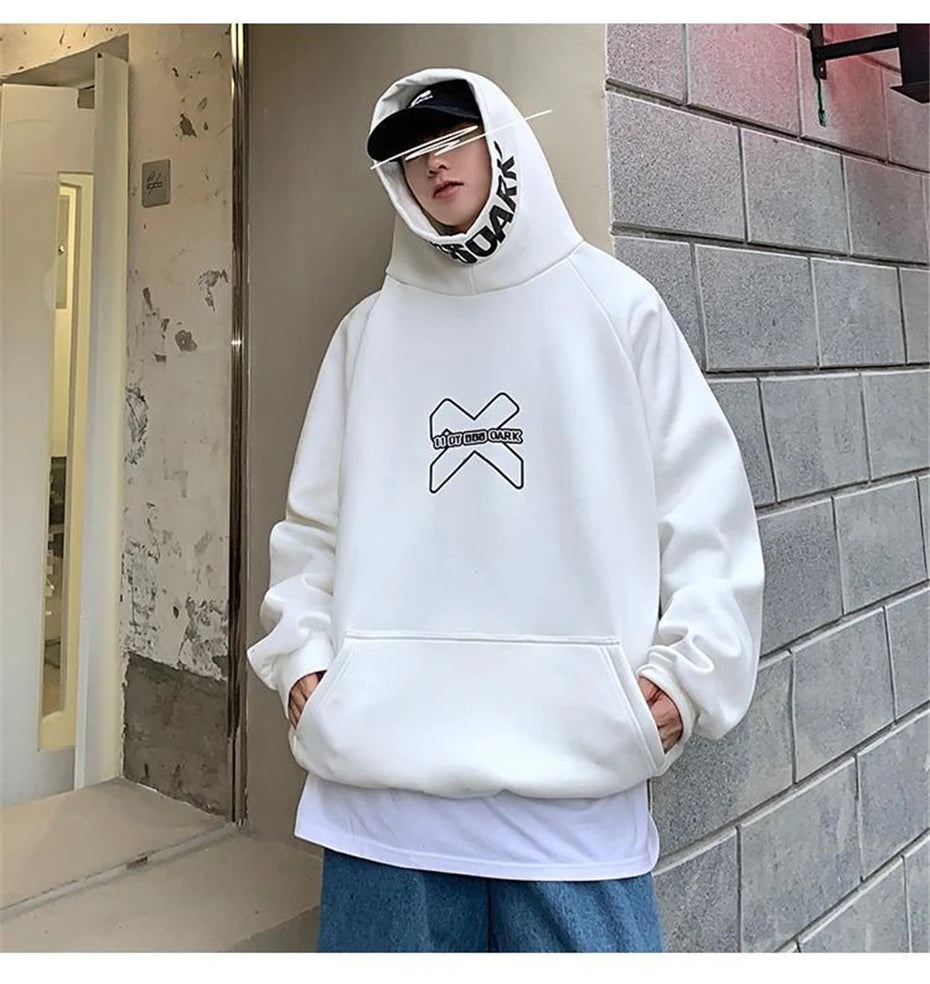 Hip Hop Hoodie Men Women Letter Print Turtleneck Sweatshirt Fashion Streetwear