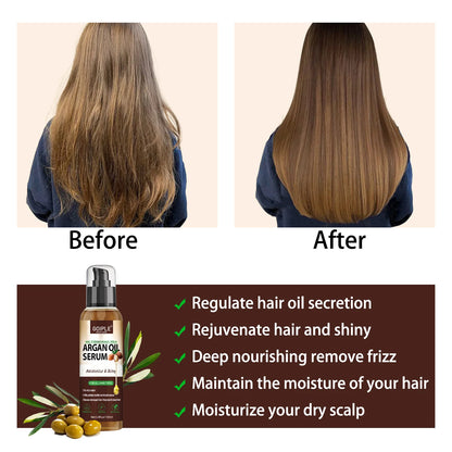 Natural Argan Oil Hair Serum Repair Strengthening Moisturize Shiny Hair