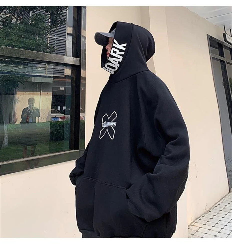 Hip Hop Hoodie Men Women Letter Print Turtleneck Sweatshirt Fashion Streetwear