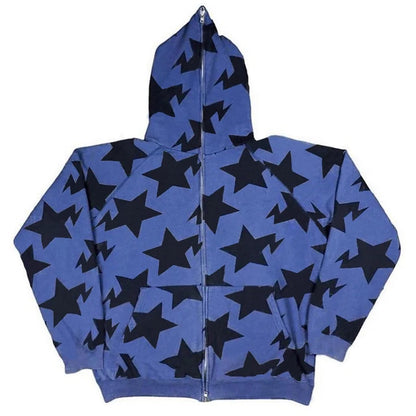 Sweatshirt Men Star Print Long Sleeve Hooded