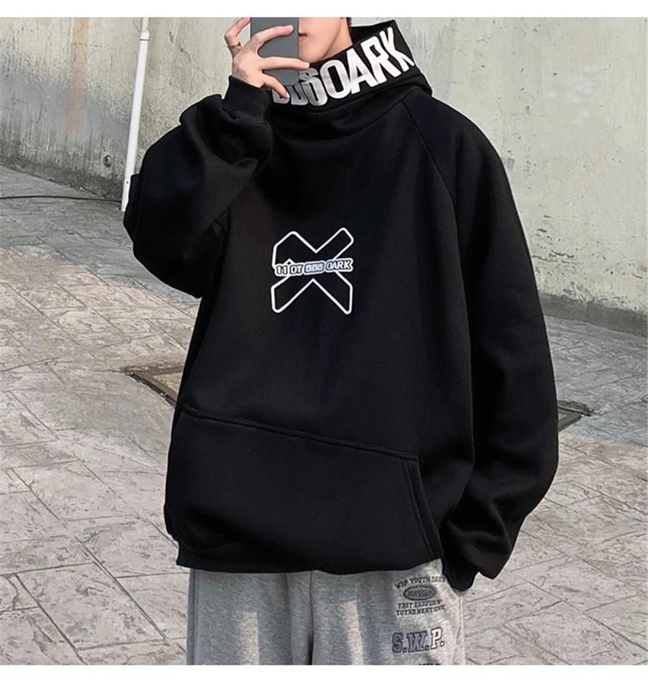 Hip Hop Hoodie Men Women Letter Print Turtleneck Sweatshirt Fashion Streetwear