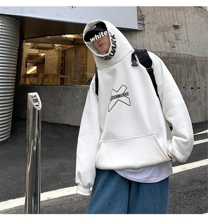 Hip Hop Hoodie Men Women Letter Print Turtleneck Sweatshirt Fashion Streetwear