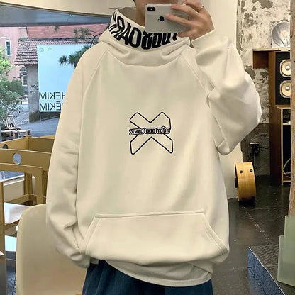 Hip Hop Hoodie Men Women Letter Print Turtleneck Sweatshirt Fashion Streetwear