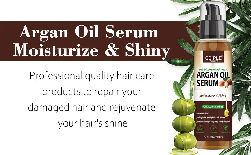 Natural Argan Oil Hair Serum Repair Strengthening Moisturize Shiny Hair