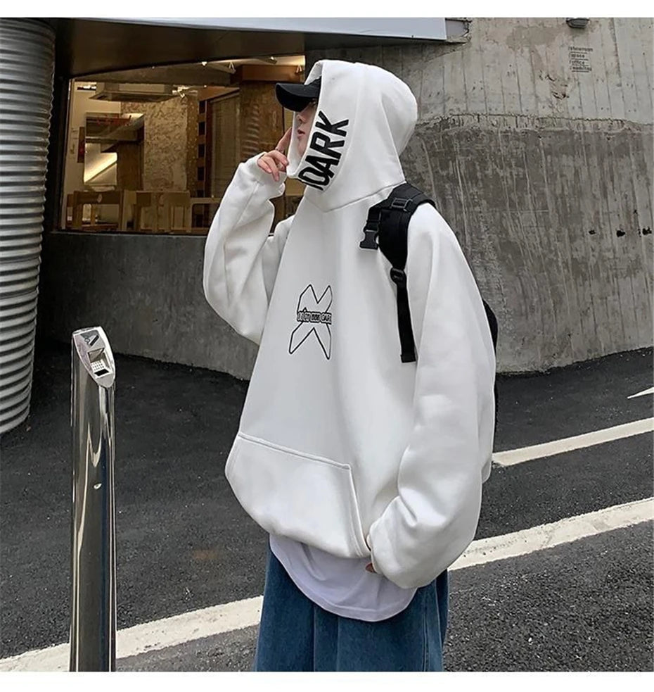 Hip Hop Hoodie Men Women Letter Print Turtleneck Sweatshirt Fashion Streetwear