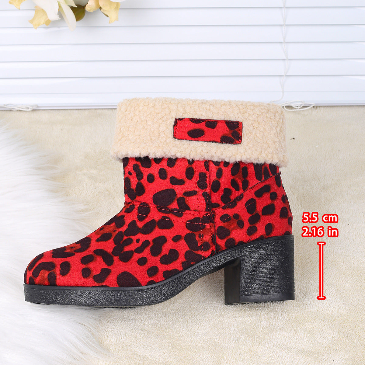 New Foldable Leopard Print Mid-calf Boots Winter