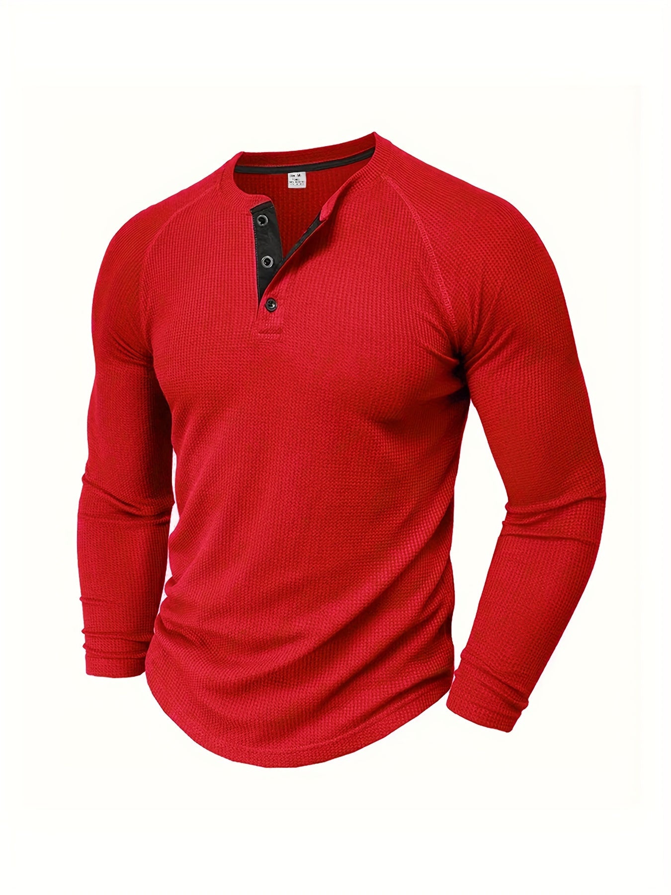 Men's Loose Solid Henley Shirt, Crew Neck Half Button Long Sleeve Shirt For Spring Fall Outdoor Activities