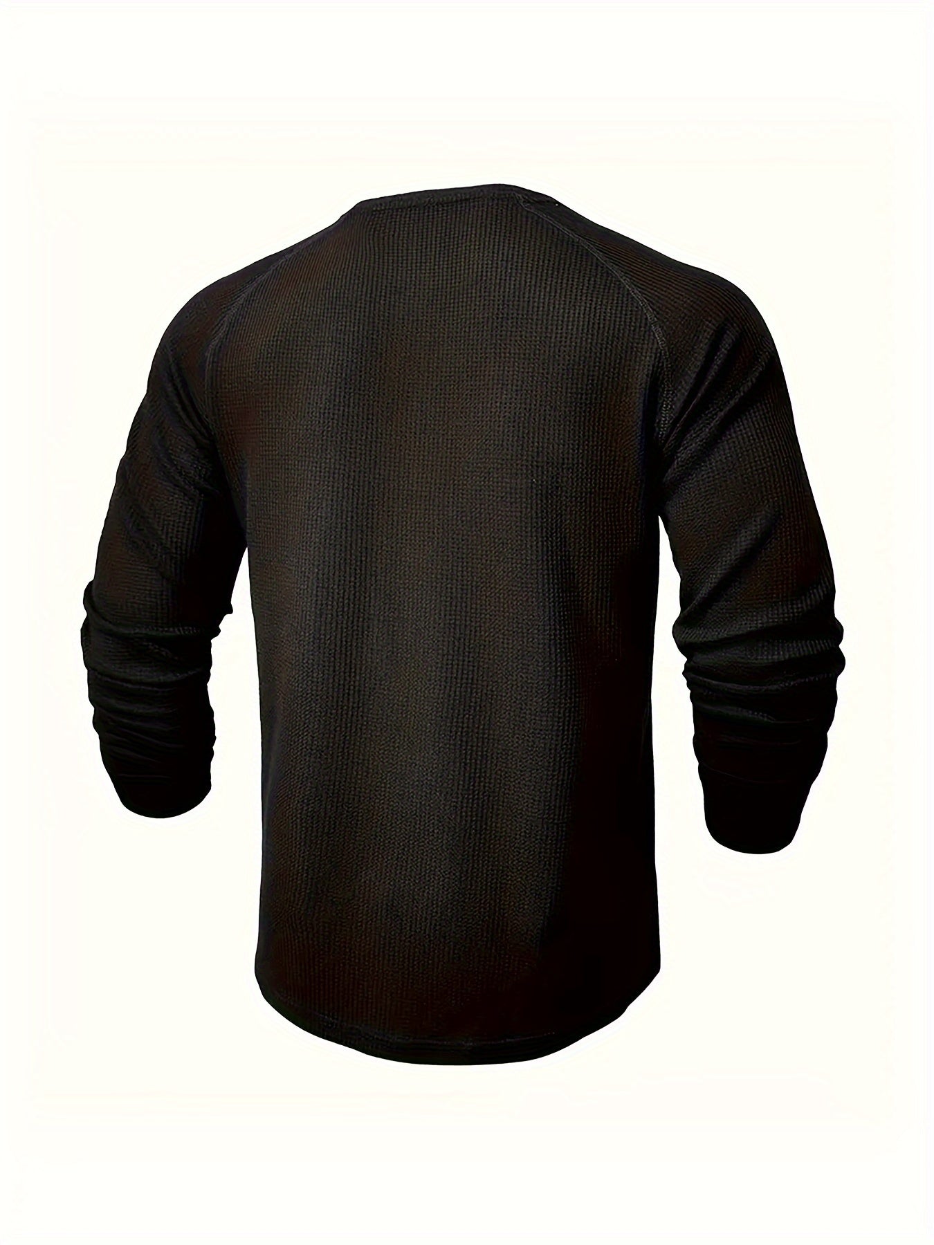 Men's Loose Solid Henley Shirt, Crew Neck Half Button Long Sleeve Shirt For Spring Fall Outdoor Activities