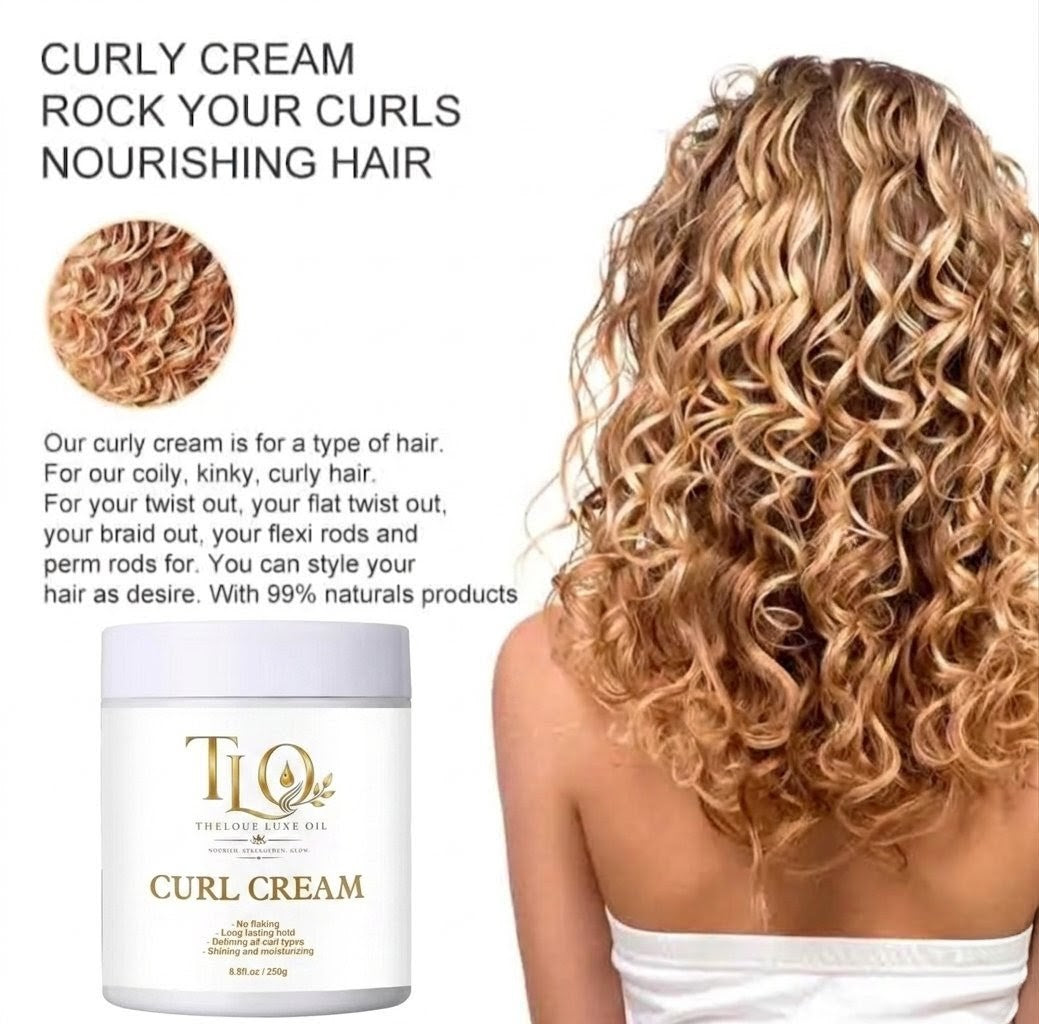 Theloue Luxe Oil Curl Cream – Defines, Moisturizes & Controls Frizz | Long-Lasting Hold | 8.8 oz (250g)