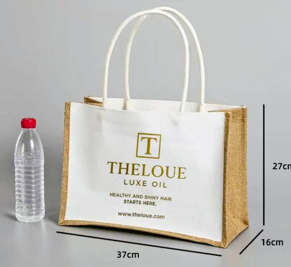 Theloue Luxe Oil Jute & Canvas Tote — Rope Handles