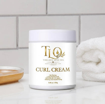 Theloue Luxe Oil Curl Cream – Defines, Moisturizes & Controls Frizz | Long-Lasting Hold | 8.8 oz (250g)