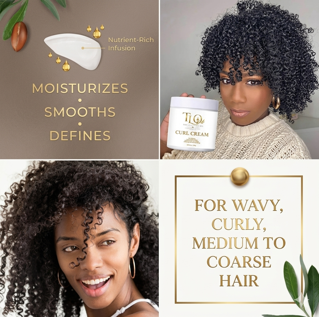 Theloue Luxe Oil Curl Cream – Defines, Moisturizes & Controls Frizz | Long-Lasting Hold | 8.8 oz (250g)