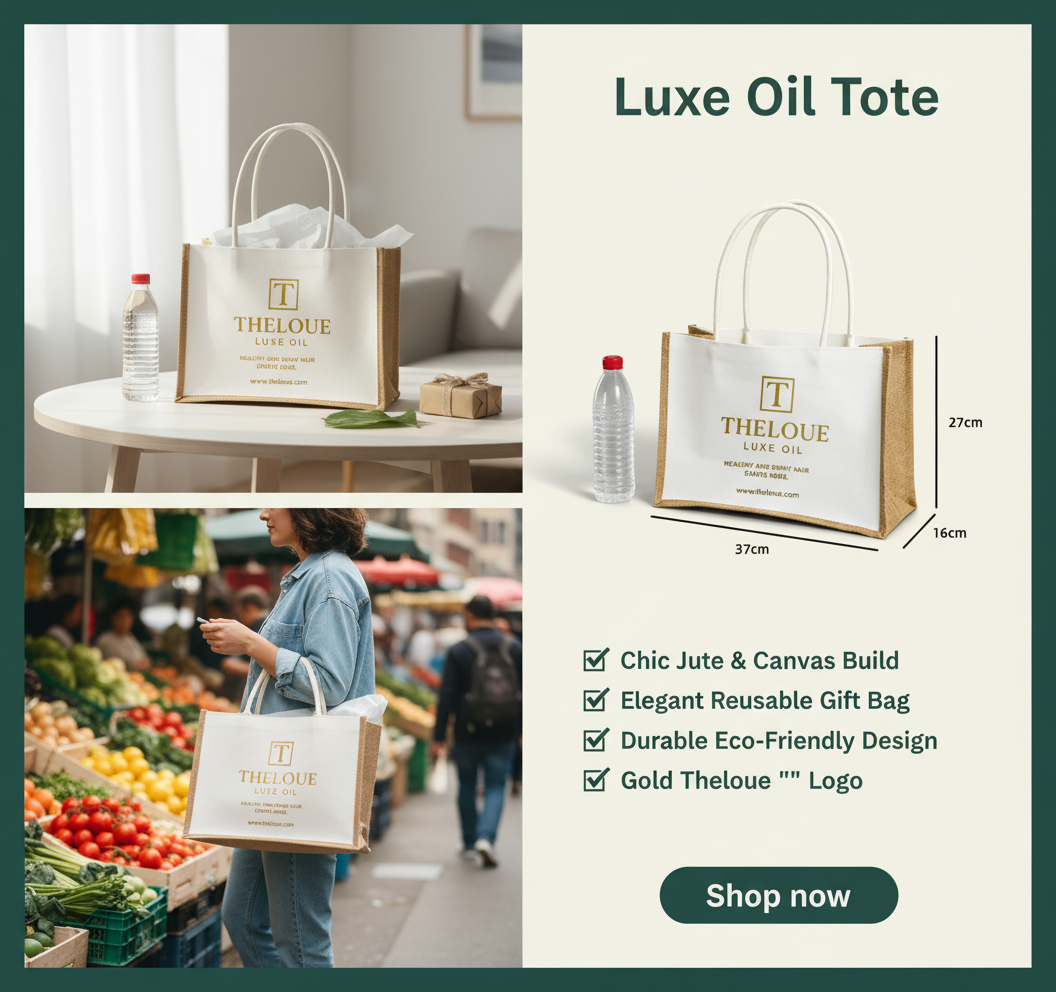 Theloue Luxe Oil Jute & Canvas Tote — Rope Handles
