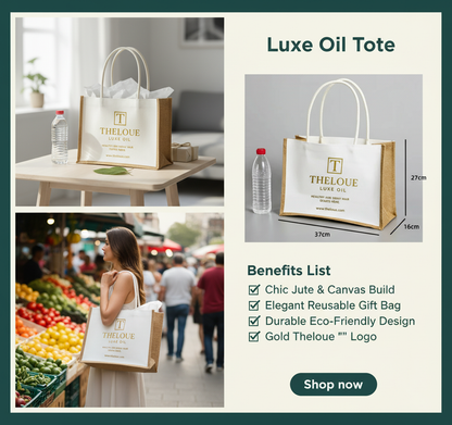 Theloue Luxe Oil Jute & Canvas Tote — Rope Handles