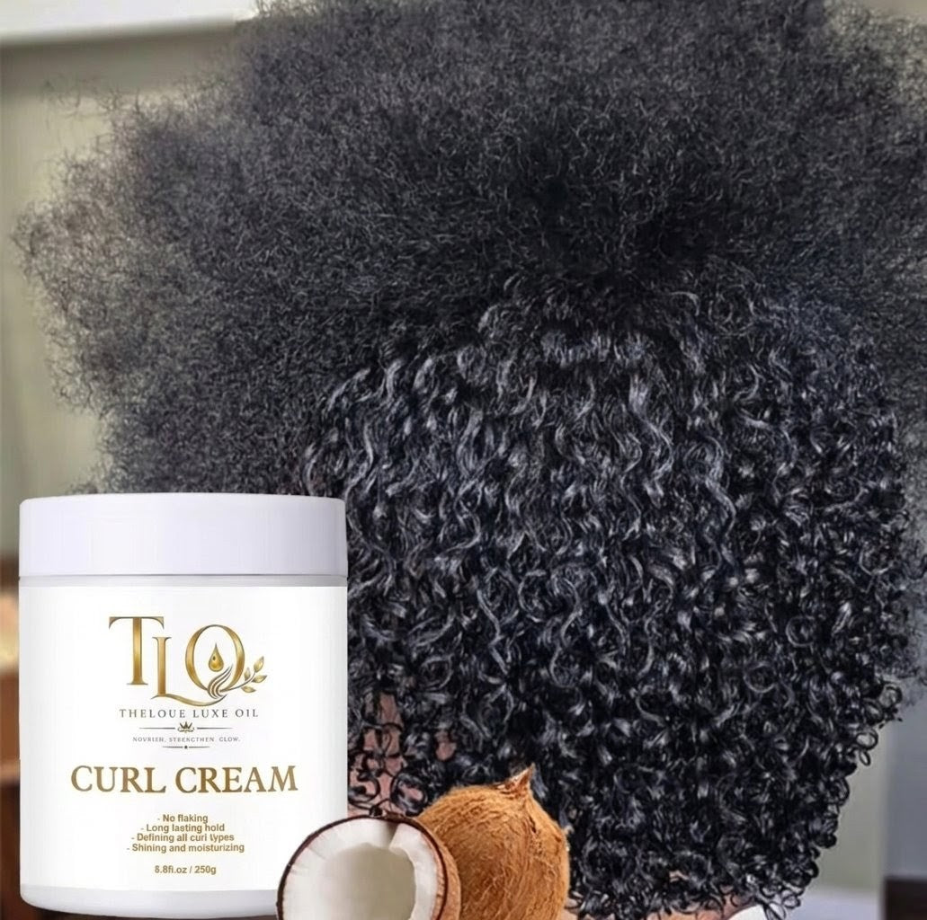 Theloue Luxe Oil Curl Cream – Defines, Moisturizes & Controls Frizz | Long-Lasting Hold | 8.8 oz (250g)