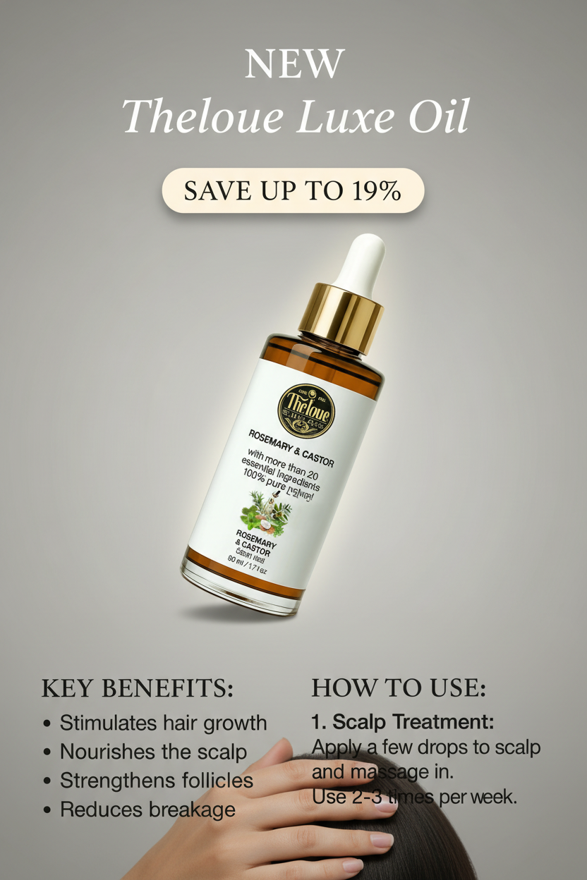 Theloue Luxe Oil Rosemary & Castor Hair Oil 50 ml | Growth, Repair & Shine | 100% Pure Natural Ingredients