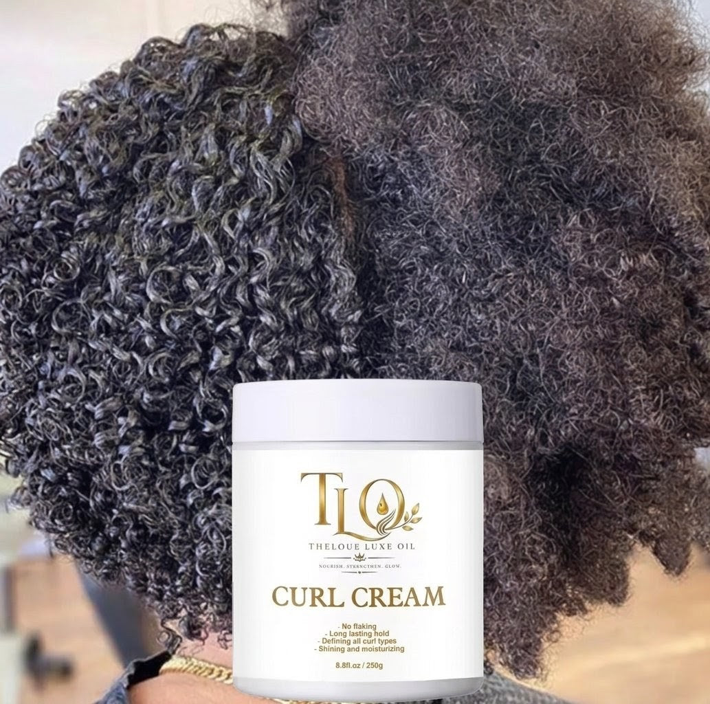 Theloue Luxe Oil Curl Cream – Defines, Moisturizes & Controls Frizz | Long-Lasting Hold | 8.8 oz (250g)